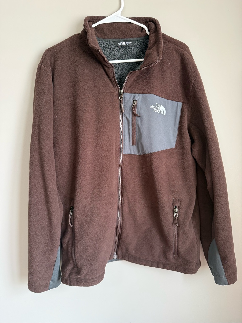 The North Face Men's Chimborazo Brown Gray Fleece Jacket Size Large